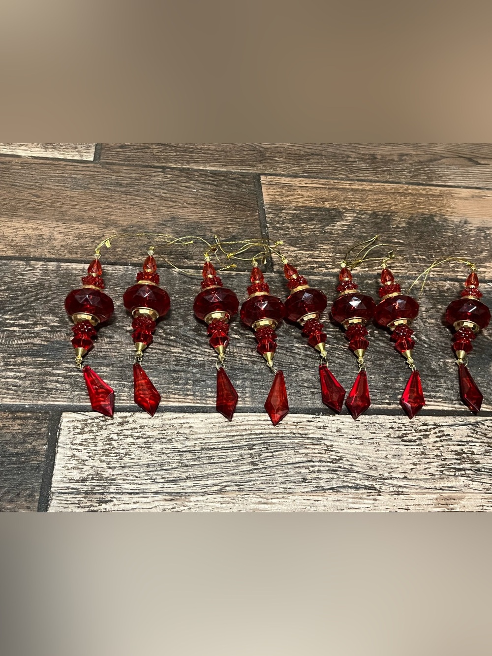 Red Faceted Hanging Crystal Ornaments